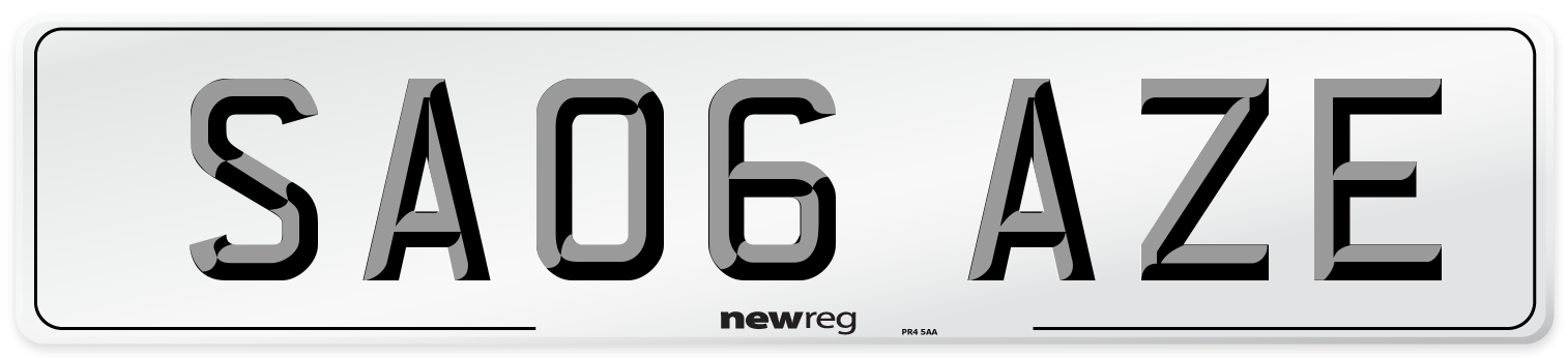 SA06 AZE Number Plate from New Reg